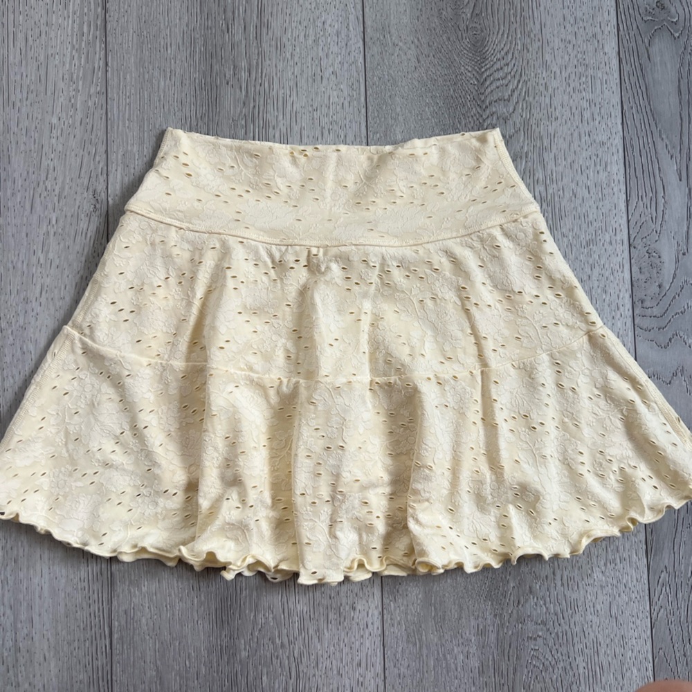 Aerie OFFLINE Yellow Eyelet Mini High Waisted Skirt